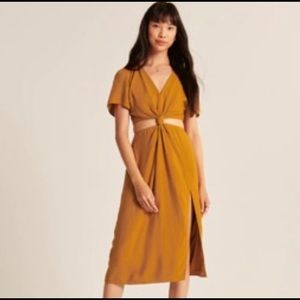 Abercrombie & Fitch Knot-Front Cutout Midi Dress